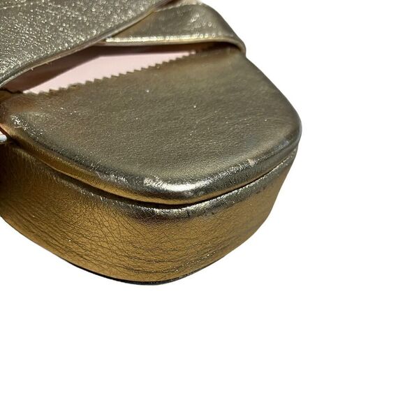J Crew Shoes Women’s 11 Gold Platform sandals metallic leather Ankle Strap BK489 - Picture 4 of 10